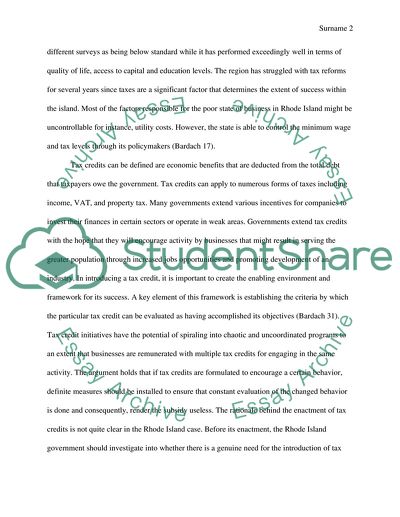 Tax Credits in Rhode Island