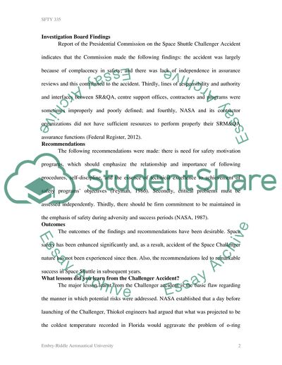 The Space Shuttle Challenger Accident