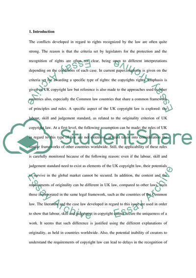 Labour, Skill and Judgement Standard under UK Copyright