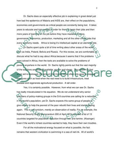 Evaluation of Jeffrey D. Sachs The End of Poverty Book