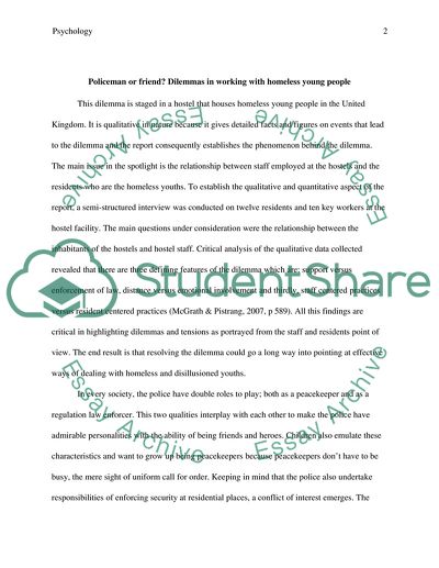 Policeman or friend Dilemmas in working with homeless young people article provided