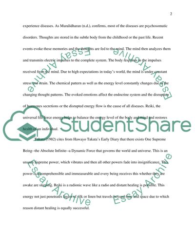 Evaluation and analysis of the complemntary therepy Reiki