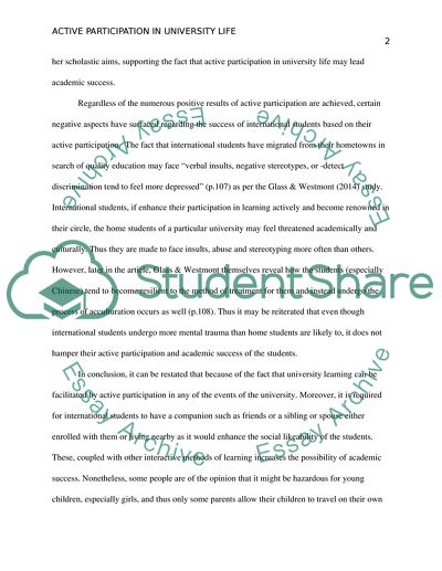 To What Extent does Active Participation in University Life Lead to Academic Success for International Students