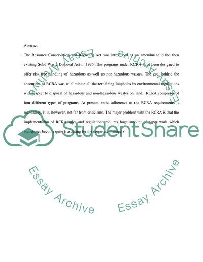 The Resource Conservation and Recovery Act (RCRA)