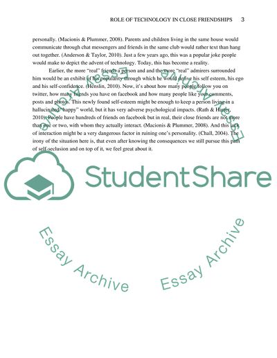 Technologys Role in close friendship