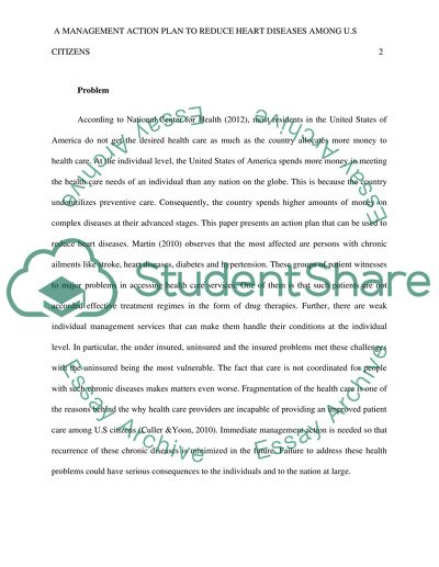 A Management Action Plan to Reduce Heart Diseases