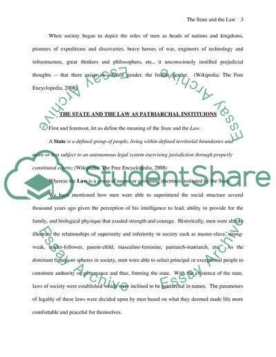 In what ways are the state and the law patriarchical institutions