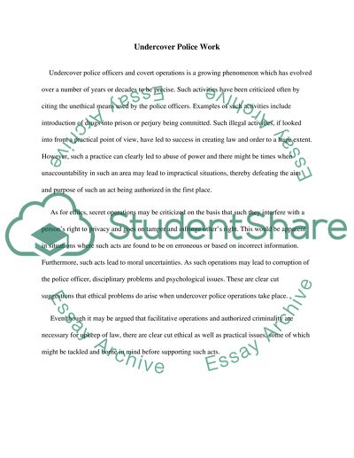 Undercover Police Officers and Covert Operations