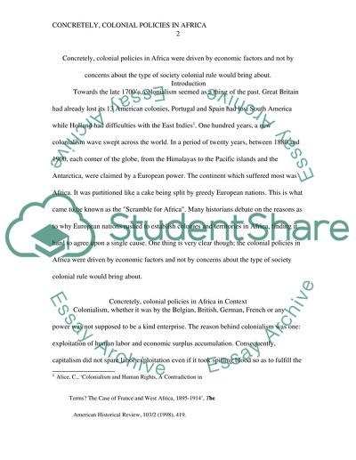 The Colonial Policies in Africa