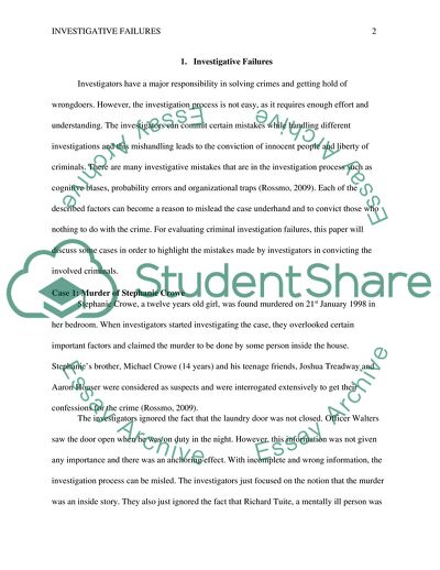 Investigative Failures: Murder of Stephanie Crowe and Murder of Edward McMillan