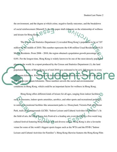 Wellness through Leisure for Hong Kong