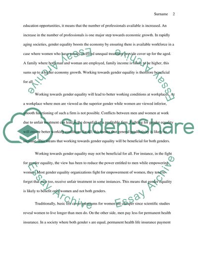 Is Working towards Gender Equality Beneficial to All