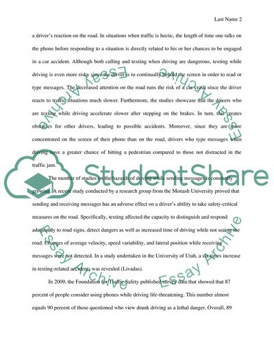 Effect to cause: disaster of texting while driving a car