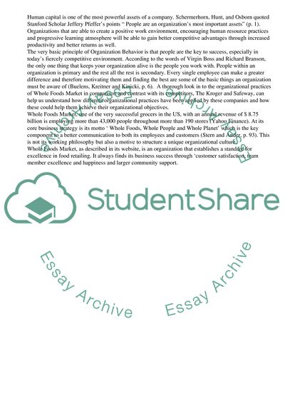 Whole Foods Markets - Comparative Analysis Evaluating Business Success