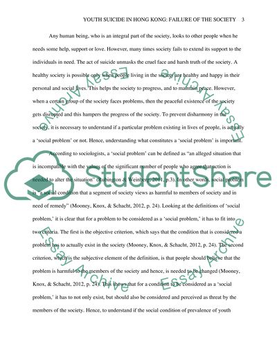 Youth suicide in Hong Kong Failure of the Society