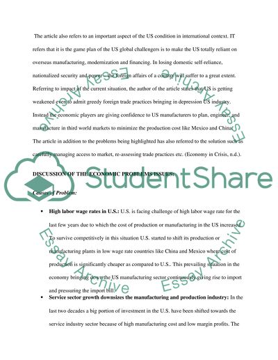 Economic problems of the USA