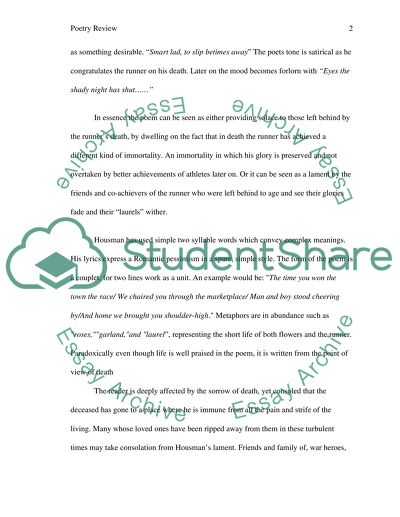 Housmans To an Athlete Dying Young