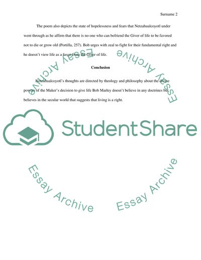 Think of a song you like and compare that poem to Nezahualcoyotl