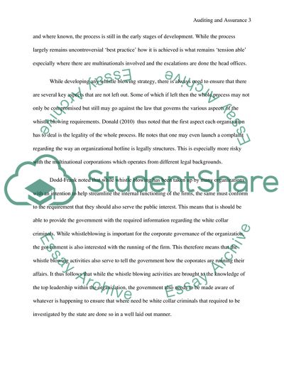 Auditing and Assurance - Whistle Blower Hotline