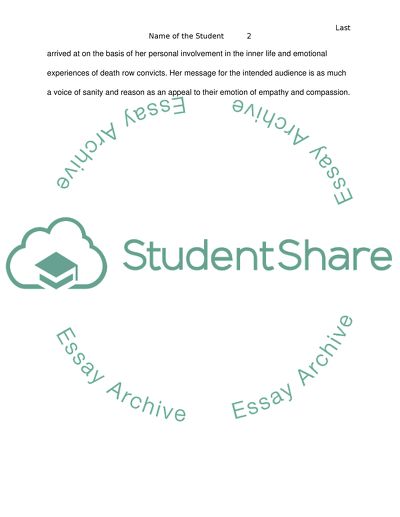 Analysis: Memories of a Dead Man Walking, by Sister Helen Prejean