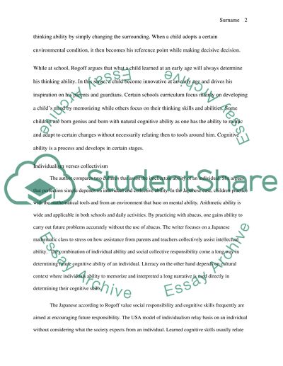 Reading Response on Rogoffs Thinking with the Tools