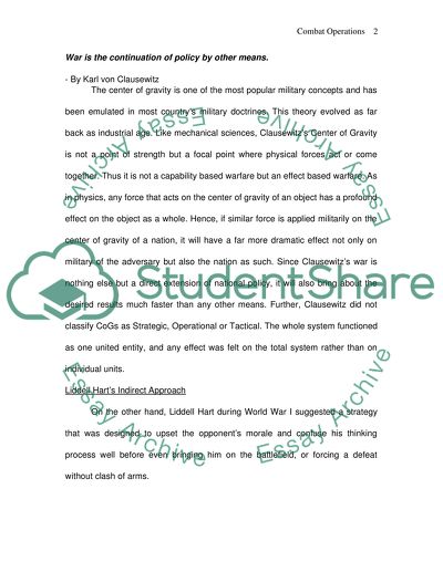 Combat Operations: Clausewitz vs Liddell Hart