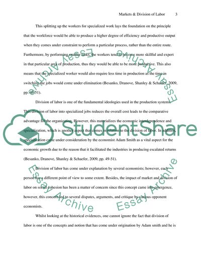 Markets and Division of Labor