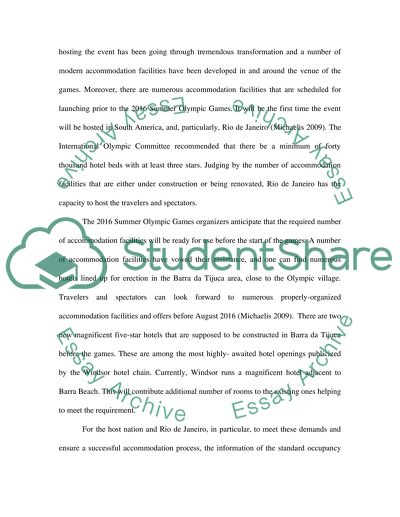 Cruise ship accomodations and other accomodations of Rio brazil olympic