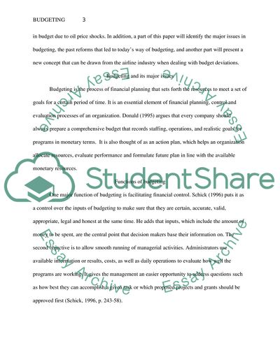 Budgeting: A Focus on the Airline Industry