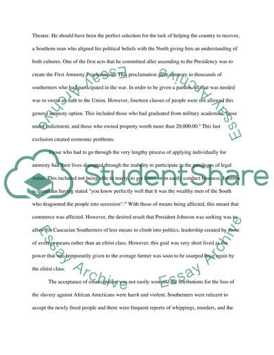 The Impact of Presidency of Andrew Johnson