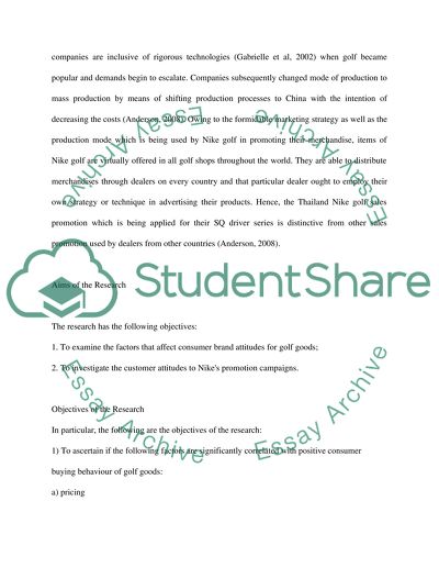 The impact of sales promotion by Nike Golf in Thailand on the Strength of the Brand