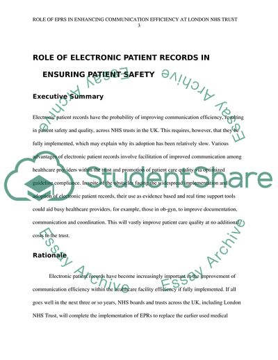 Role of EPRs in Enhancing Communication Efficiency at London NHS Trust