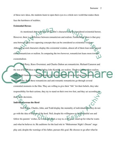 Existentialism in Dead Poets Society: The Middle Ground between Romanticism and Realism