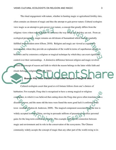 Views of Cultural Ecologists on Religion and Magic