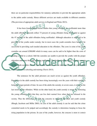 Youth and Adult Custody in England and Wales