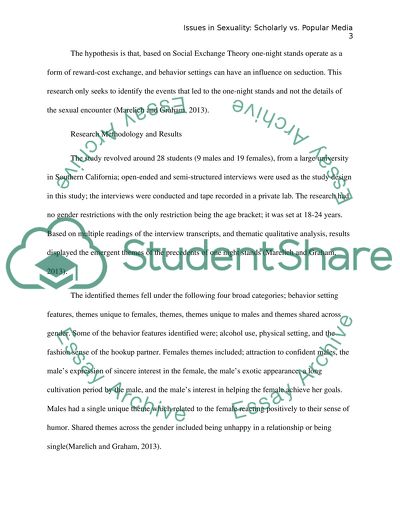 Issues in Sexuality: Scholarly vs. Popular Media