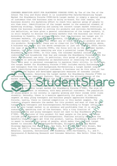 Selecting Target Market for Blackberry Porsche