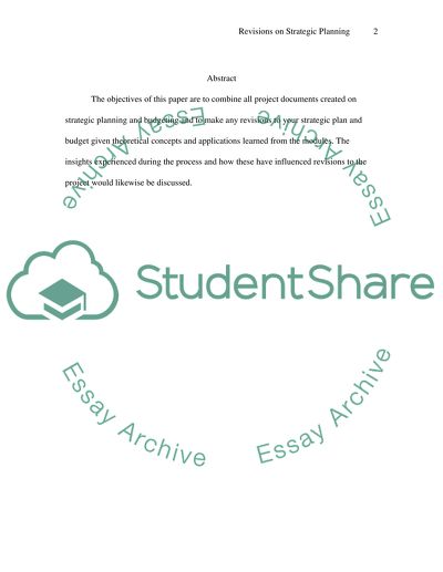 Revisions on Strategic Planning Modules