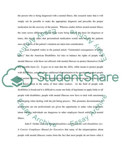 Mentally Ill People and Their Re-Introduction Into the Workforce