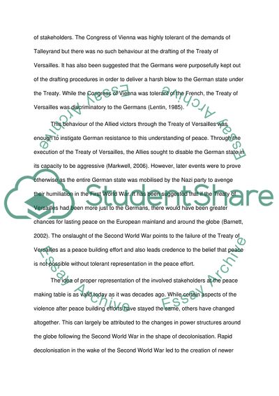 Peace Processes Are the Preferred Method of Establishing Lasting Peace