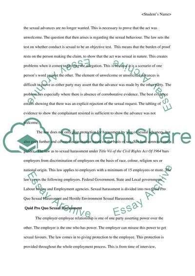 Sexual Harassment in the Workplace