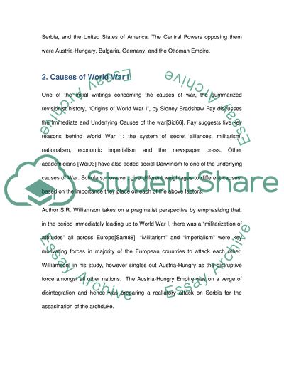 To What Extent Was Imperial Germany the Main Reason for the Outbreak of WWI