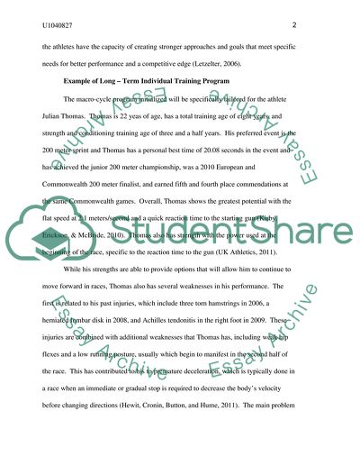 Example of Long-Term Individual Training Program