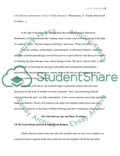 The Evolution of Ape and Man