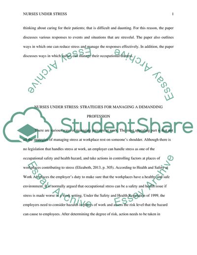 Nurses Under Stress: Strategies for Managing a Demanding Profession