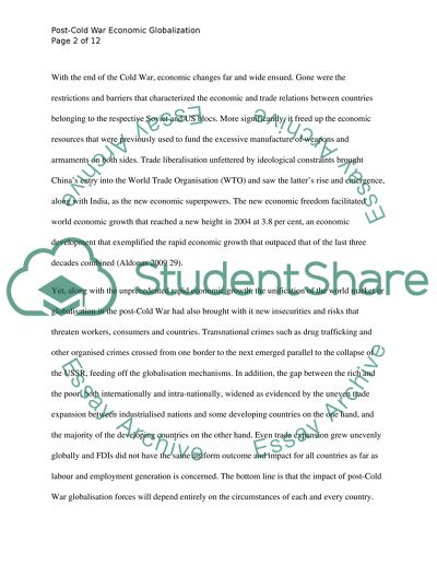 The Risks of Post-Cold War Globalisation