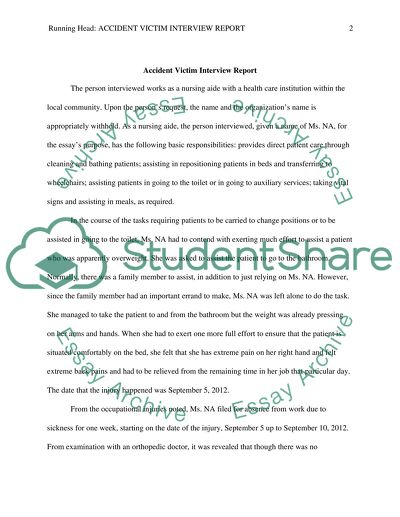 ACCIDENT victim interview retport