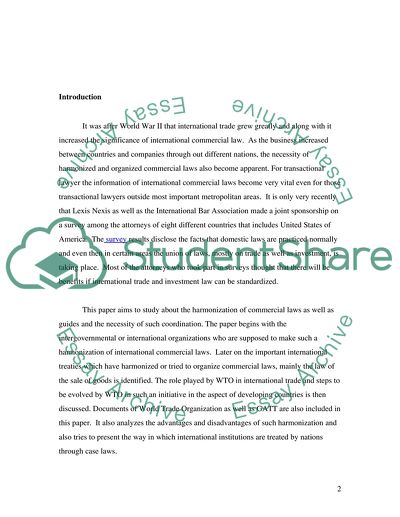 Status of International Commercial Law