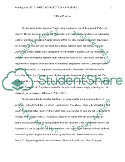 Saint Augustines Election Vs Free Will