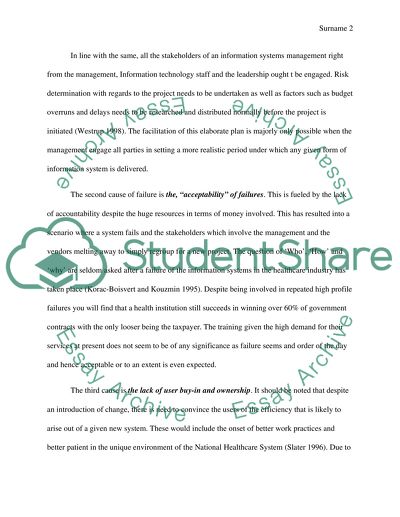 Causes of Information Systems Failure